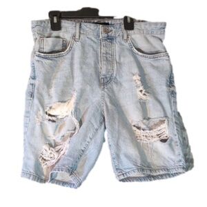 Forever 21 Blue Jean Shorts Mens Size 31 Fashionable Rips Denim